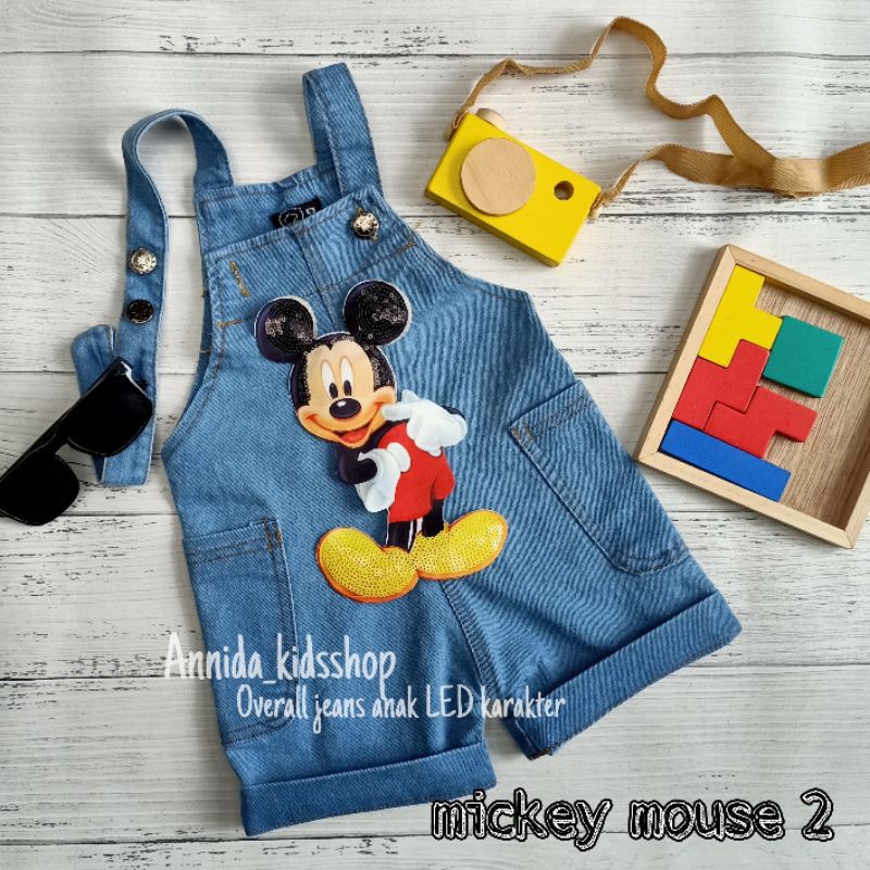 jumpsuit anak LED / Overall mickey mouse LED