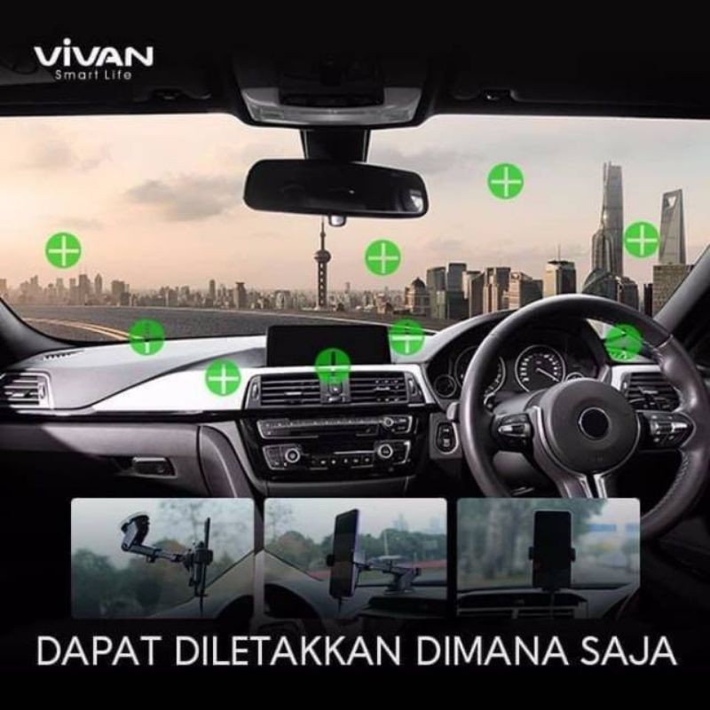 VIVAN CHS05 Car Stent Suction Cup Automatic Lock 360 ° Black