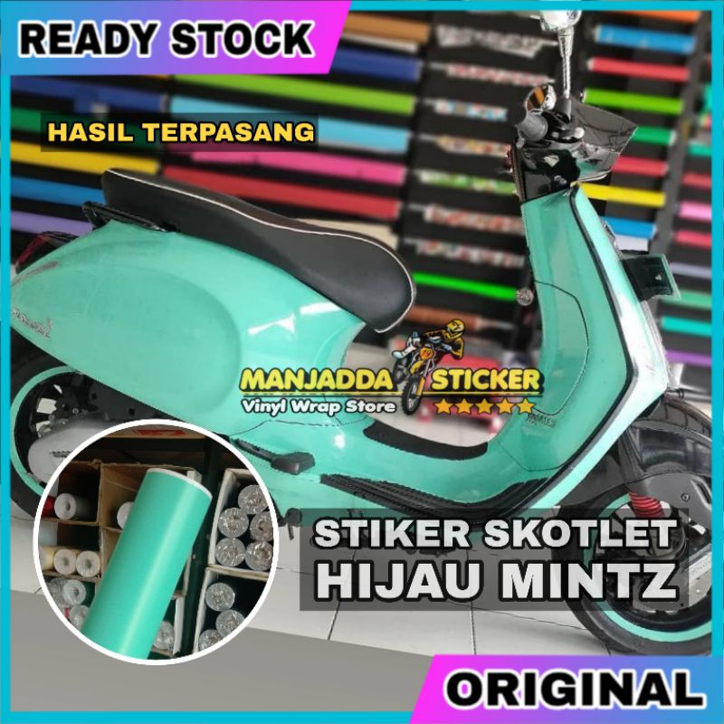 Stiker skotlet hijau mint tosca gllosy kualitas super premium bahan mudah untuk dipasang