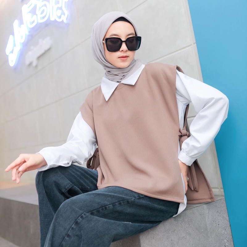 Rereyshop Inner Blouse Putih Bahan Toyobo Tebal Adem Atasan Wanita Terlaris