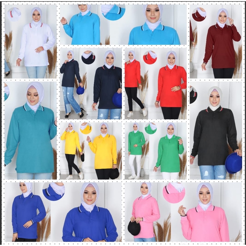 Kerah wangki polos lengan panjang