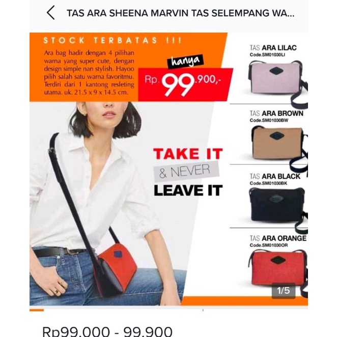 TAS ARA TAS SELEMPANG SHEENA MARVIN TETBARU TAS  SELEMPANG WANITA