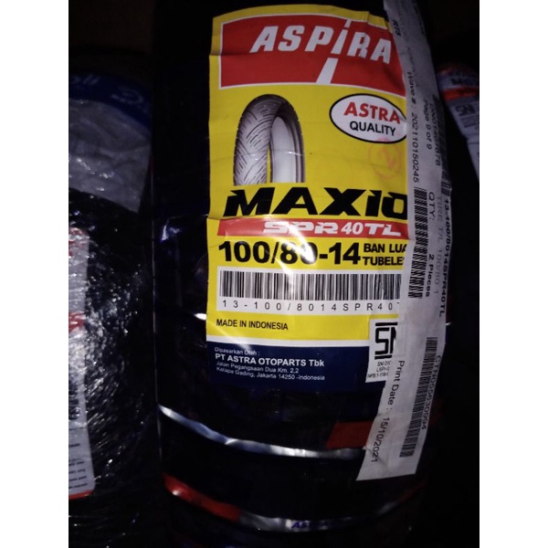 Ban tubeless maxio SPR TL 40 100/80-14 for Vario 125/110/150/Beat/F1/esp/street/pop Mio soul GT/ X-Ride/ Fino/ Mio M3/ Mio J