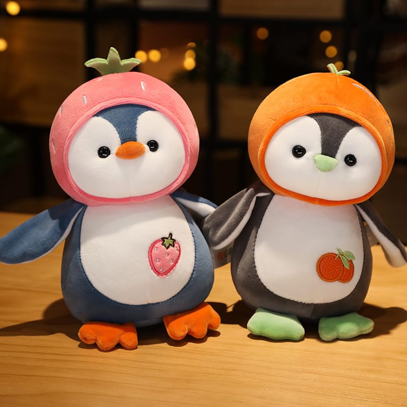 Boneka Penguin Kostum Buah  Bahan Halus dan Lembut