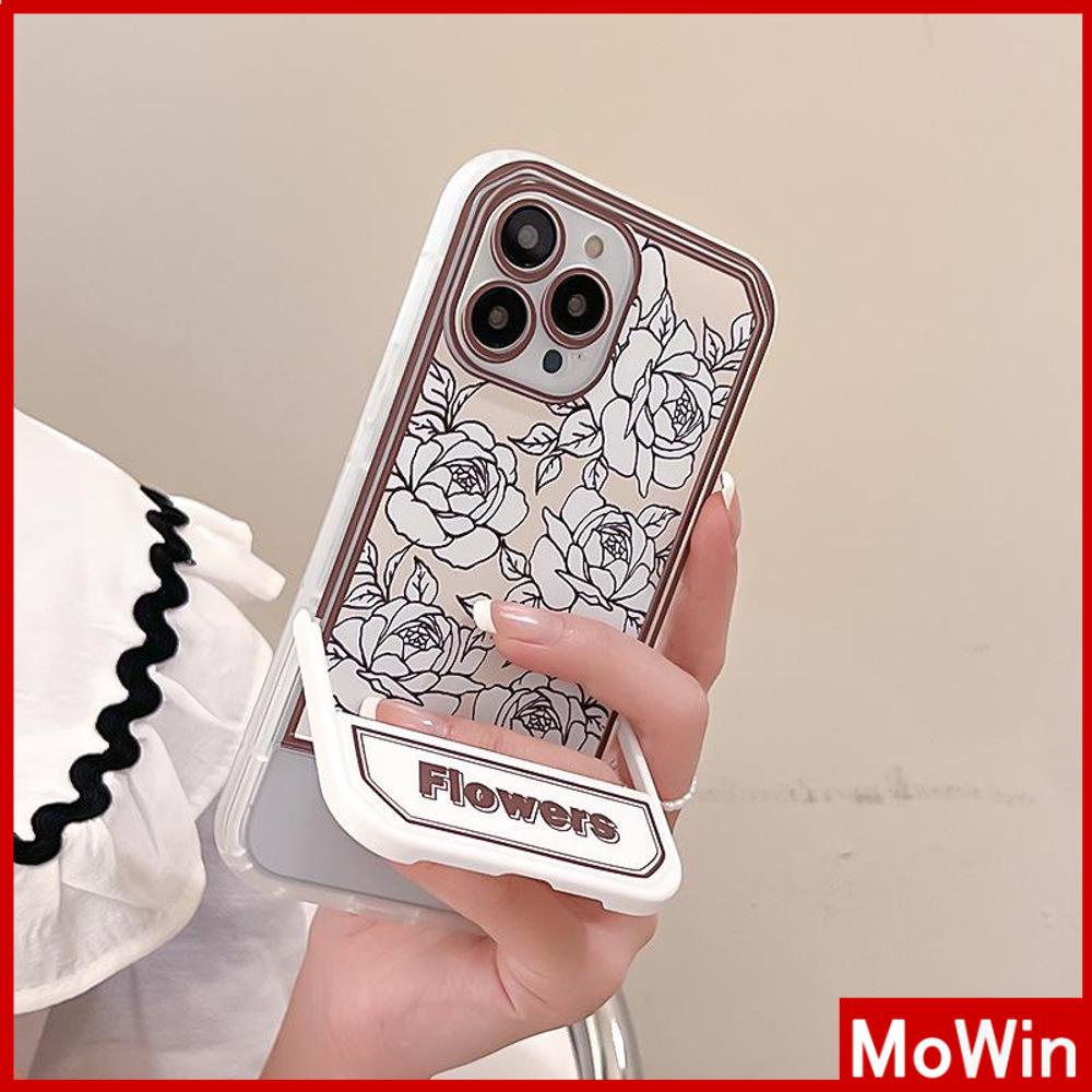 iPhone Case Acrylic Invisible Folding Stand Silicone Soft Case Airbag Shockproof Cover Camera Retro Flower Compatible For iPhone 11 Pro Max 13 Pro Max 12 Pro Max 7Plus xr XS Max