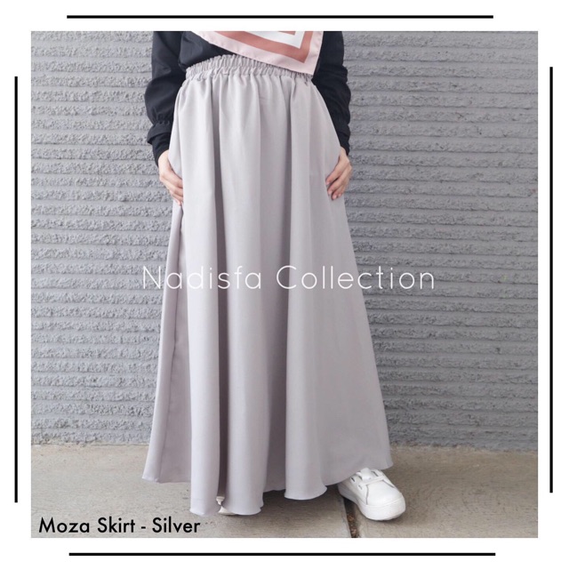 MOZA SKIRT ROK POLOS MEGAR MOSSCREPE SAKU BISA BIGSIZE