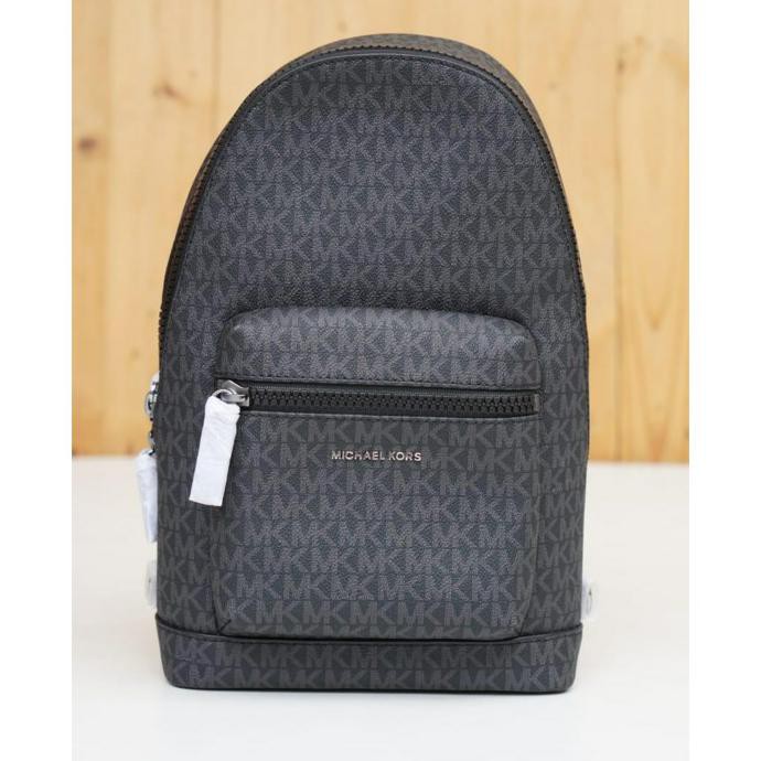 Tas Pria Michael Kors Mk Cooper Sling Pack Logo Black Ba Ayosukseszyzy