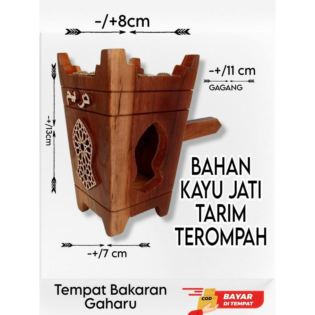 PROMO Mabkharah kayu jati logo lafadz tarim dan terompah pendupaan dupa arab mabkhara jati mibkhoroh tempat Bakaran bukhur kerucut buhur Prapen gaharu dupa Arab