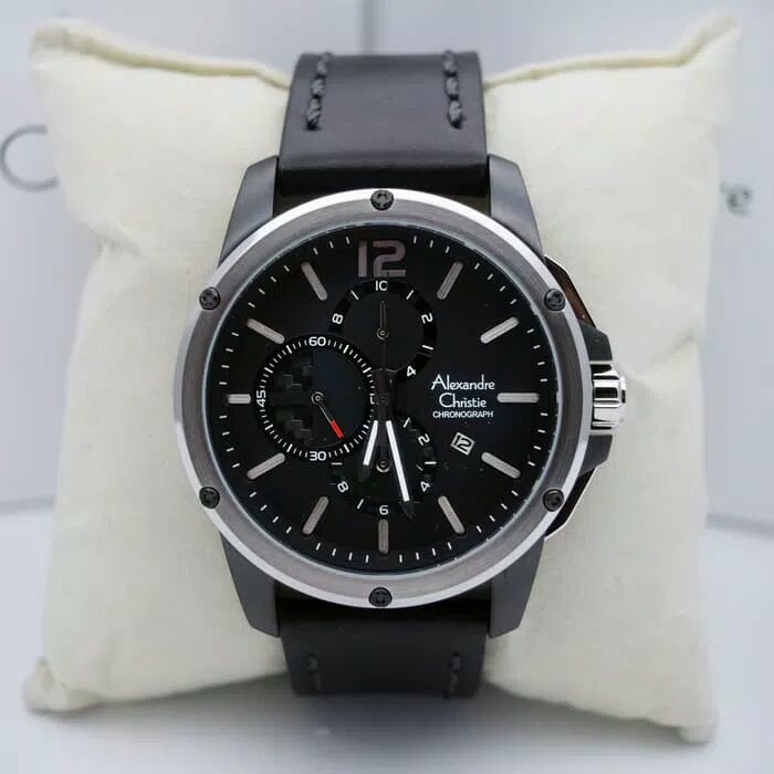 jam tangan pria Alexandre Christie Original AC 6486 MCL HITAM HITAM SILVER