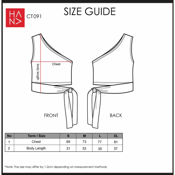 Hana Fashion - Alicia One-Shoulder Crop Stylish Wanita - CT091