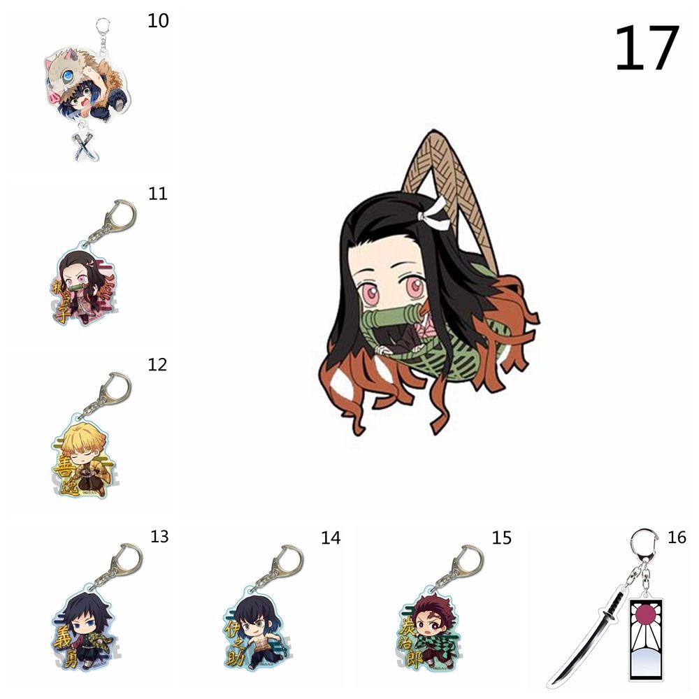 ROW Acrylic Key Chain Cosplay Kamado Tanjirou Demon Slayer Anime Pendant Cartoon No Yaiba Kimetsu