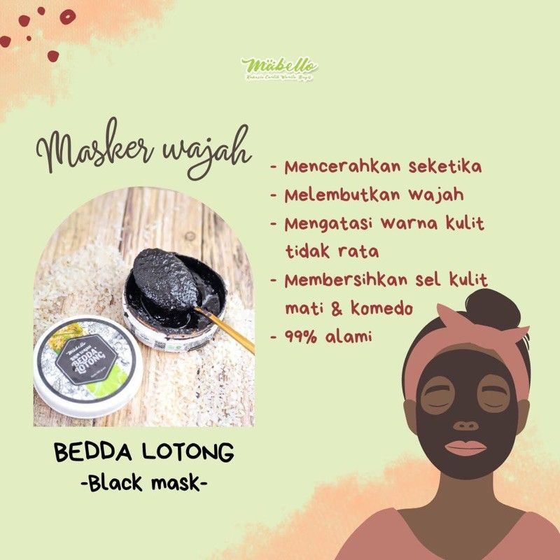 Mabello Bedda Lotong Shea Butter Travel Size Lulur Badan | Masker Wajah Hitam Temulawak Tea Tree | Sabun Hitam Original 300gr 100gr