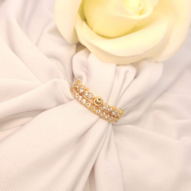 Cincin bola mas dua lapis emas cincin wanita cincin xuping cincin imitasi cincin murah cincin anti k