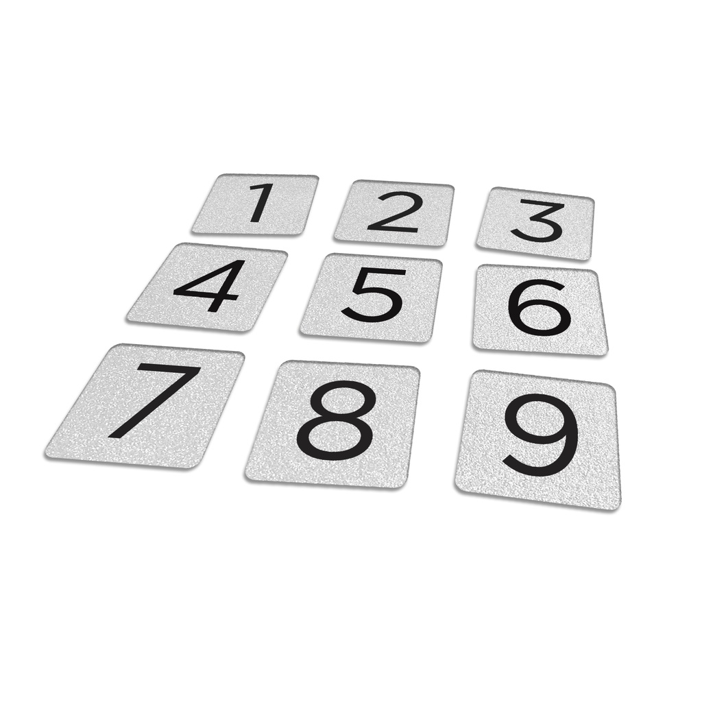 Signage AKRILIK - NOMOR MEJA SILVER SQUARE- Table Number Sign 7.5 cm