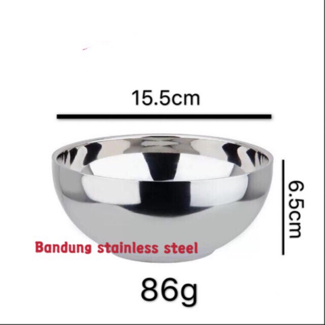 Mangkuk mangkok stainless 15.5cm China bowl 2 lapis anti panas murah