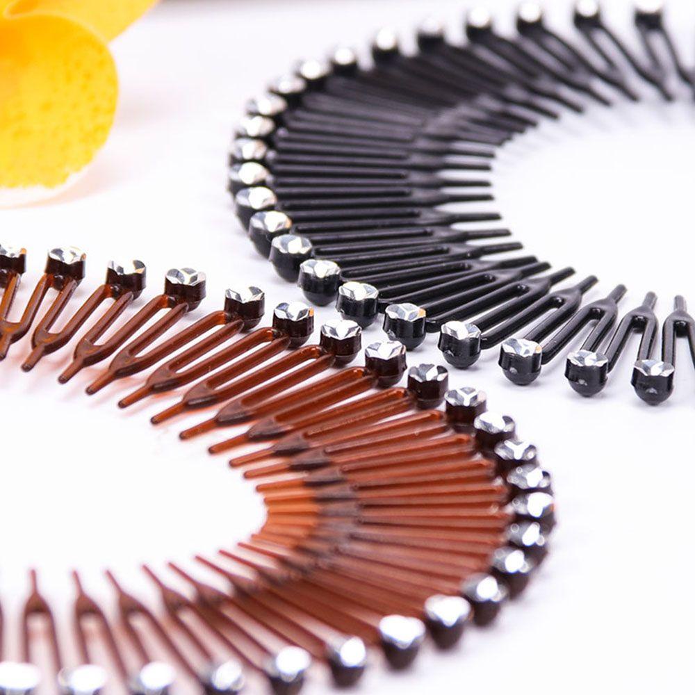 Agustina Sisir Gigi Lingkaran Penuh Cuci Muka Wig Aksesoris Fleksibel Berlian Tetap Rambut Hair Band