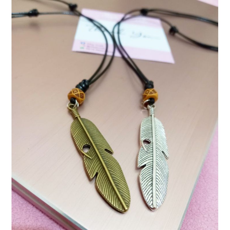 Kalung Bulu Liontin Pria Cowok Keren PREMIUM