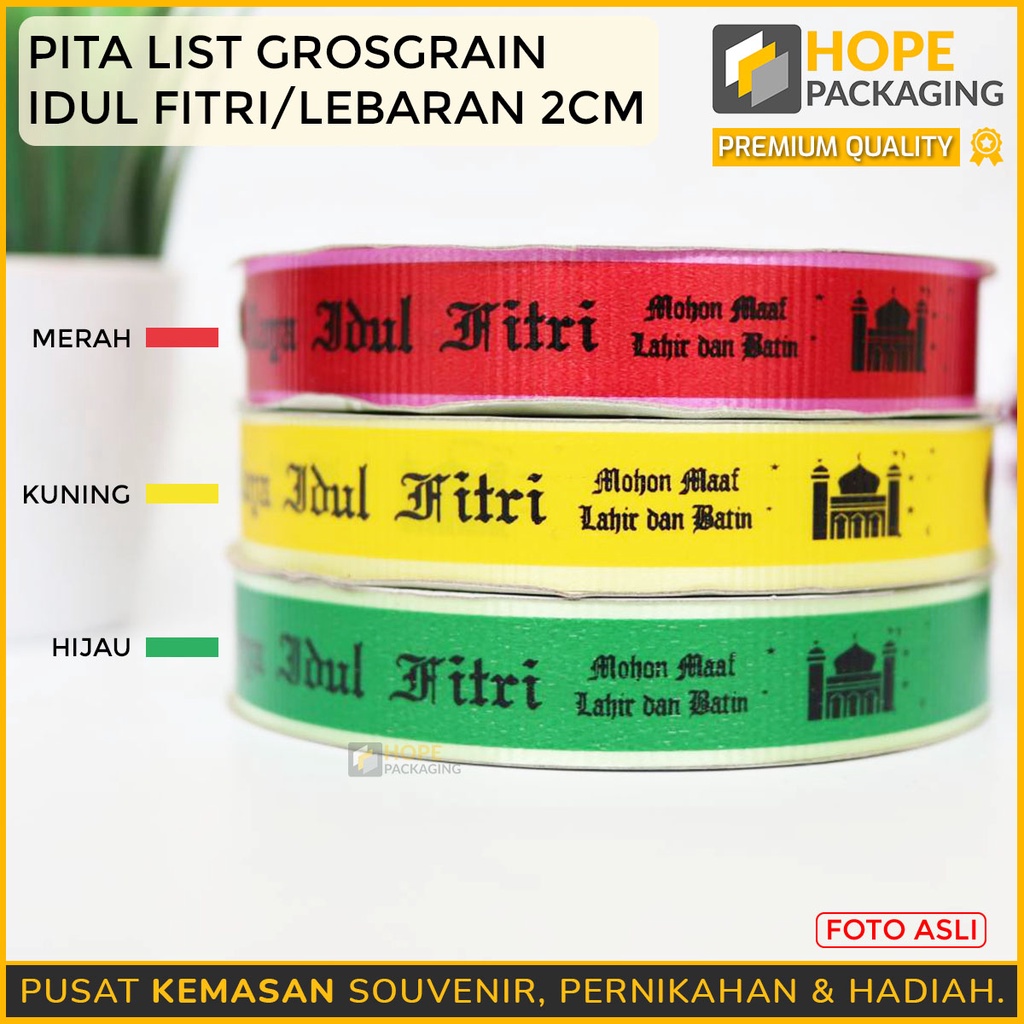 Pita Roll List Grosgrain 2 cm dan 3.8cm Pita Idul Fitri / Lebaran Souvenir Parcel Muslim