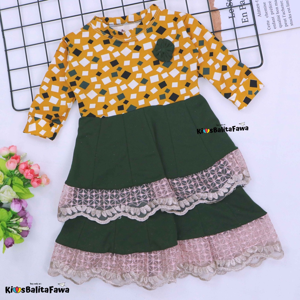 Gamis Syakilla Uk 1-2 Tahun / PREMIUM HQ - Gamis Lebaran Baby Dress Anak Perempuan Baju Muslim Balita Baby Gaun Pesta-8