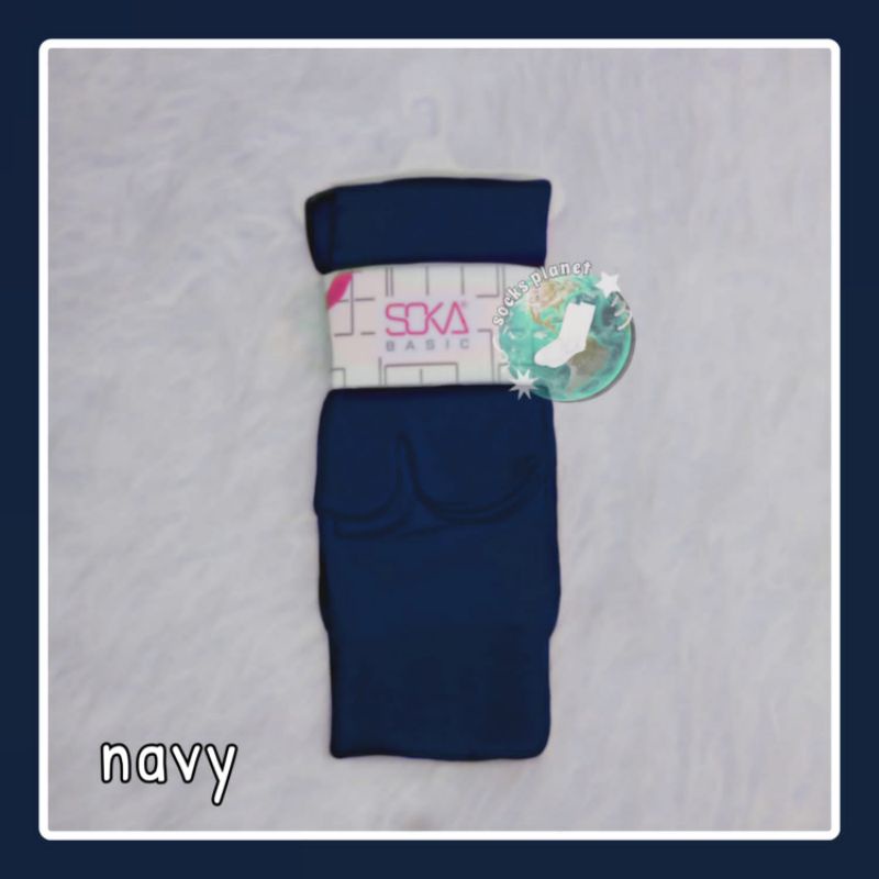 [1 PASANG] ORIGINAL SOKA Basic Jempol Kaos Kaki Wanita Hijab Muslimah Murah Size M dan L Termurah Murah Diskon Polos Haji Umroh Warna Kulit dll Size M Pendek size L Panjang Nilon Nylon Kauskaki Kaus Kaki Kaoskaki Krem Cream Skin Series Soka Socking-Navy