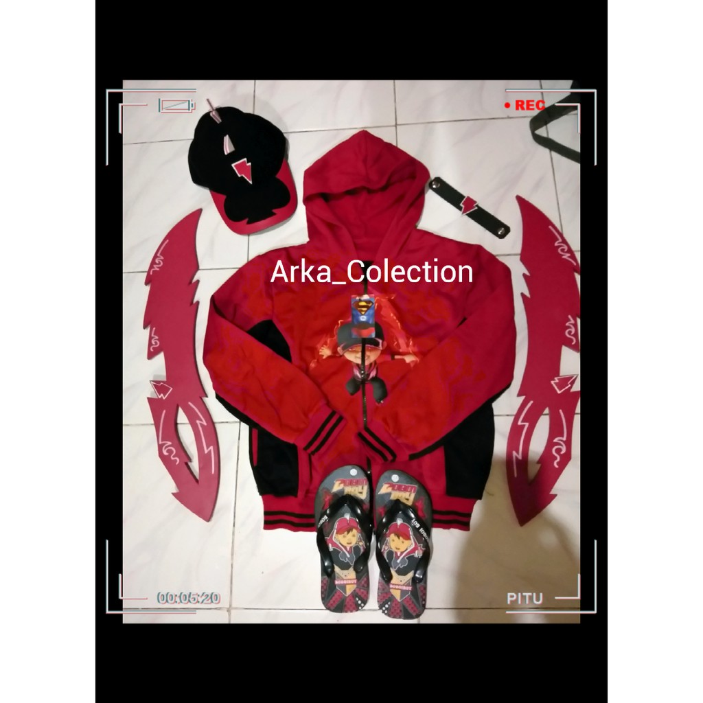 Paket Kostum Boboiboy Halilintar (Baju, Celana,Topi,Gelang) Diskon