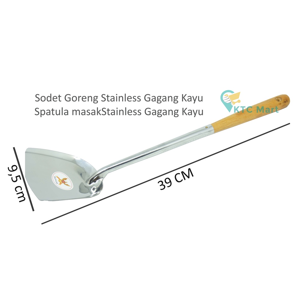 KTCmart - Spatula Goreng Stainless Gagang Kayu MURAH Sendok Goreng/ Sodet Goreng Sutil Goreng