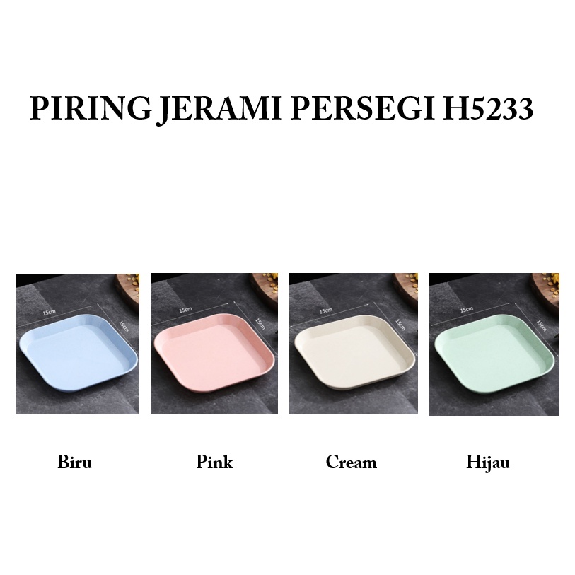OSM JKT H5233 Piring Jerami Persegi / Piring Saji / Piring Buah / Wadah Buah / Piring Snack / Piring Plastik-1