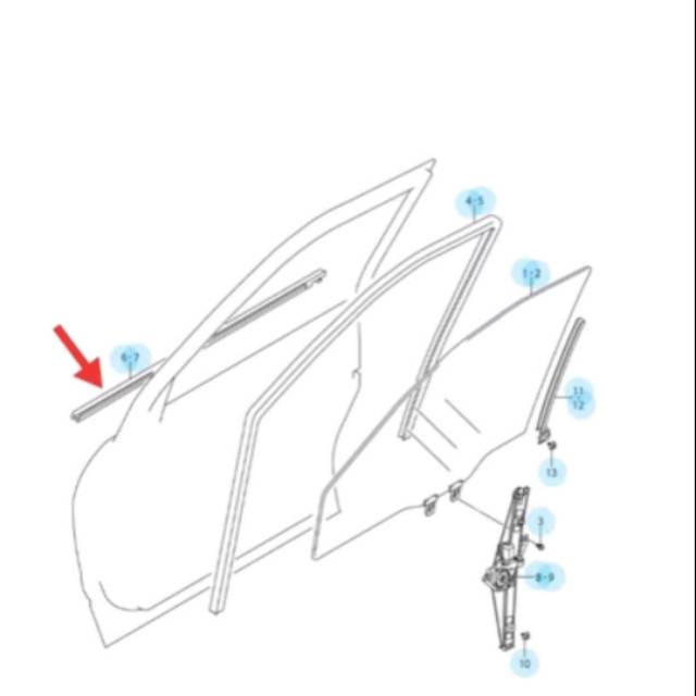 Pelipit pintu Weatherstrip pintu Luar Depan Rh atau Lh Pelipit pintu Weatherstrip pintu Luar Depan Rh atau Lh