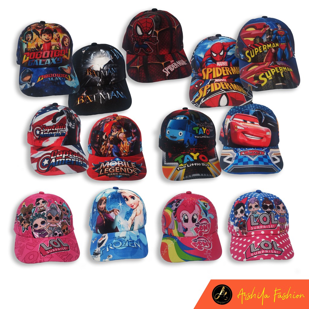 Topi Anak Sablon Karakter / Topi Anak Karakter HRO / Arshila_fashion