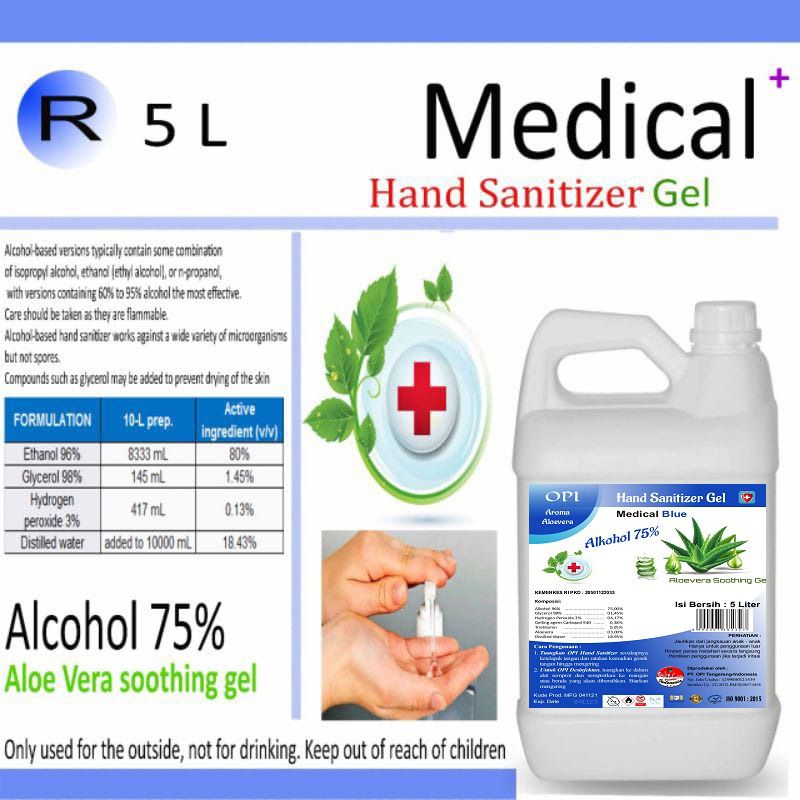 hand sanitizer gel 5 liter antiseptik aroma aloe vera izin kemenkes