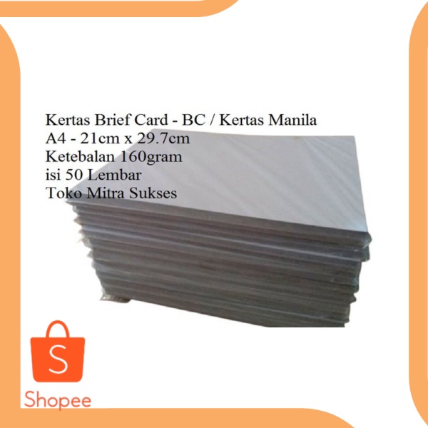

Kertas Brief Card - BC - Kertas Manila 160gram A4 isi 50 Lembar perka