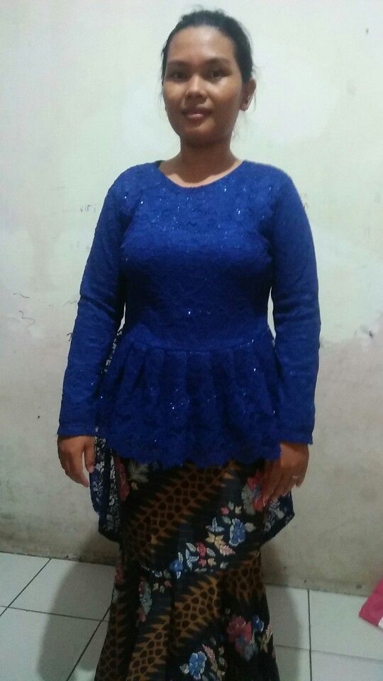 Couple Batik / Seragam Batik / Batik Kebaya Motif Bunga Sepatu Navy