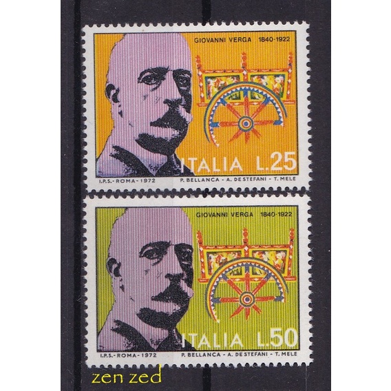 

0100 Perangko Italia 1972 Verga 2v Mnh