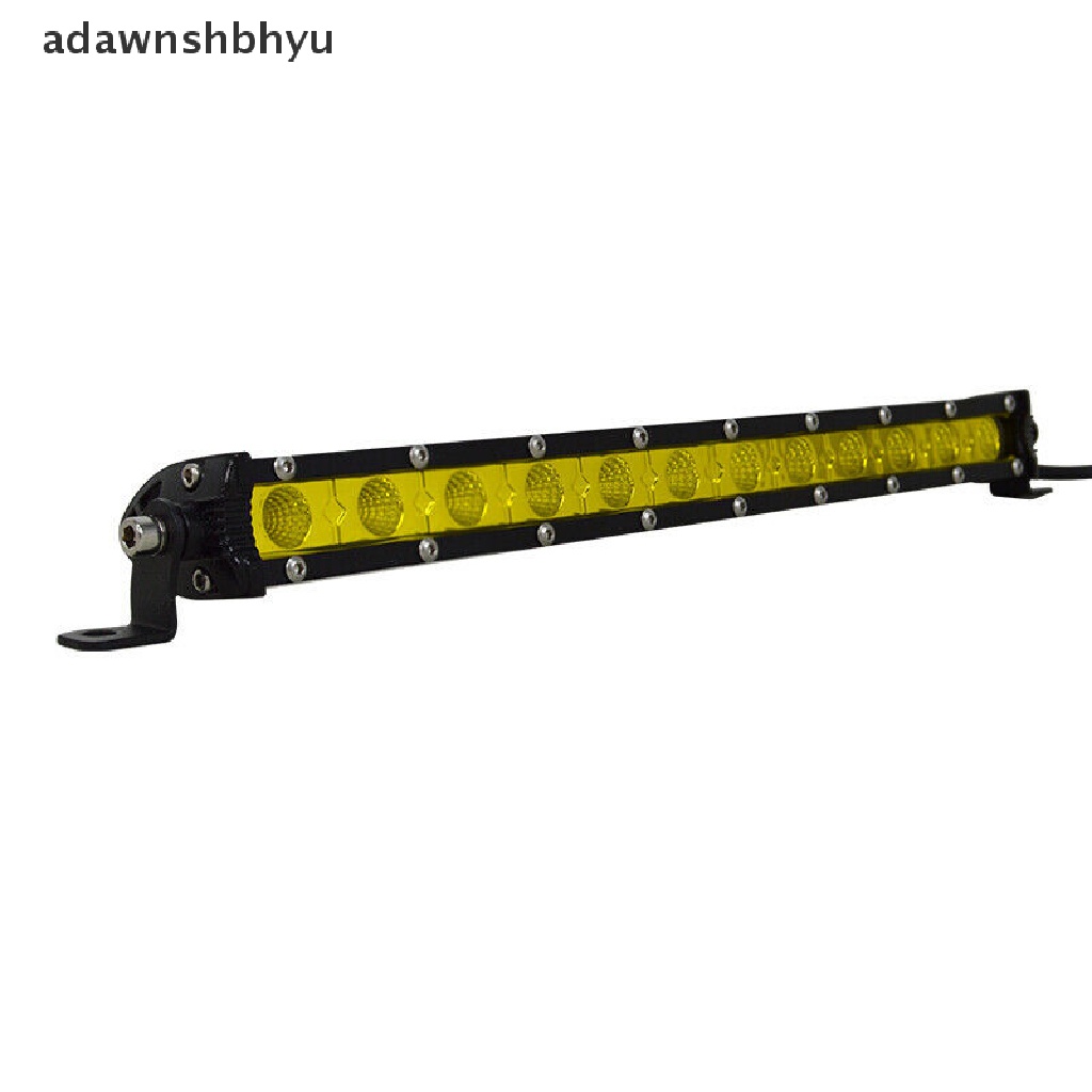 Adawnshbhyu Amber 12inch 60W Flood Slim Satu Baris Fog LED Lampu Kerja Bar Mobil SUV Truk ATV