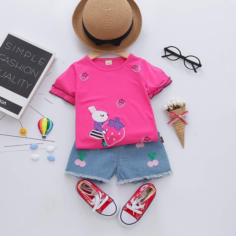 Setelan Baju Anak Perempuan Balita Import | Set Kaos Anak Cewek / Kualitas Premium harga Murah Rstrawberry MB