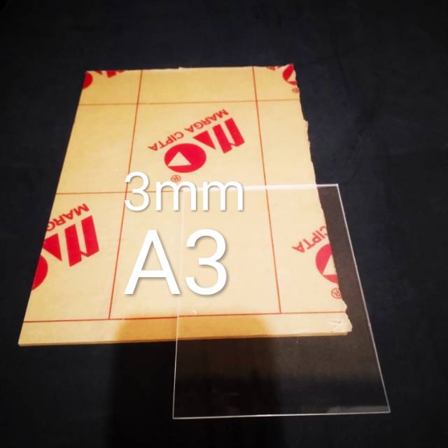 

Acrylic akrilik lembaran 3mm bening clear ukuran A3 (42x30cm)