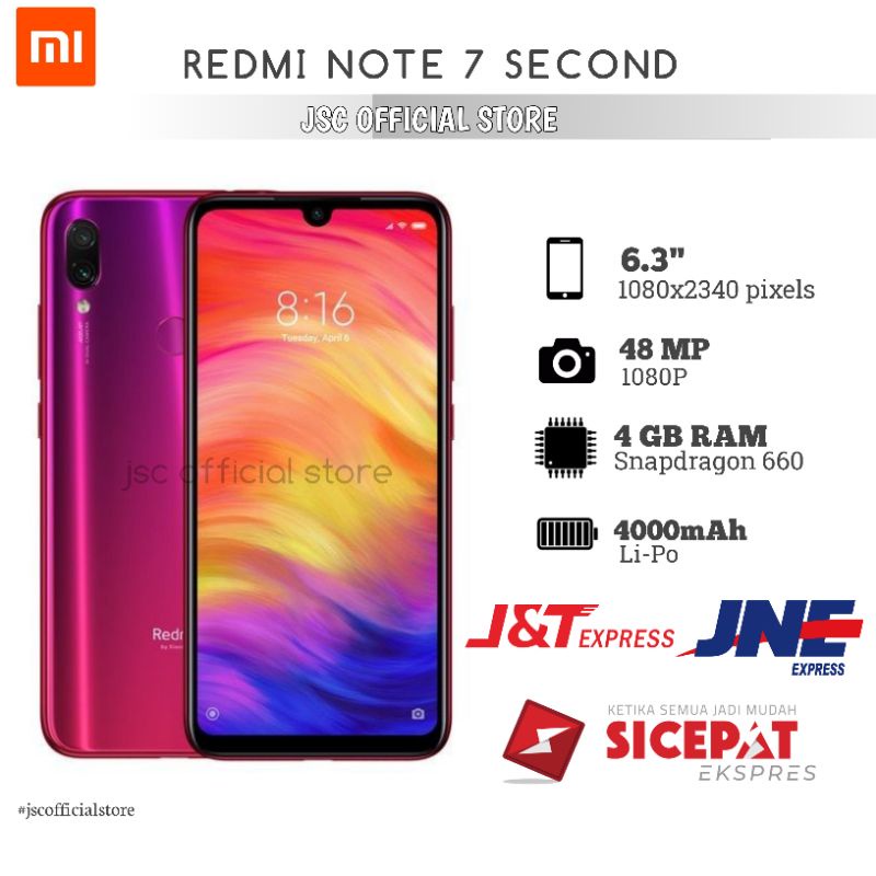Xiaomi Redmi note 7 second/ bekas Ram 4/64 fullset no minus garansi
