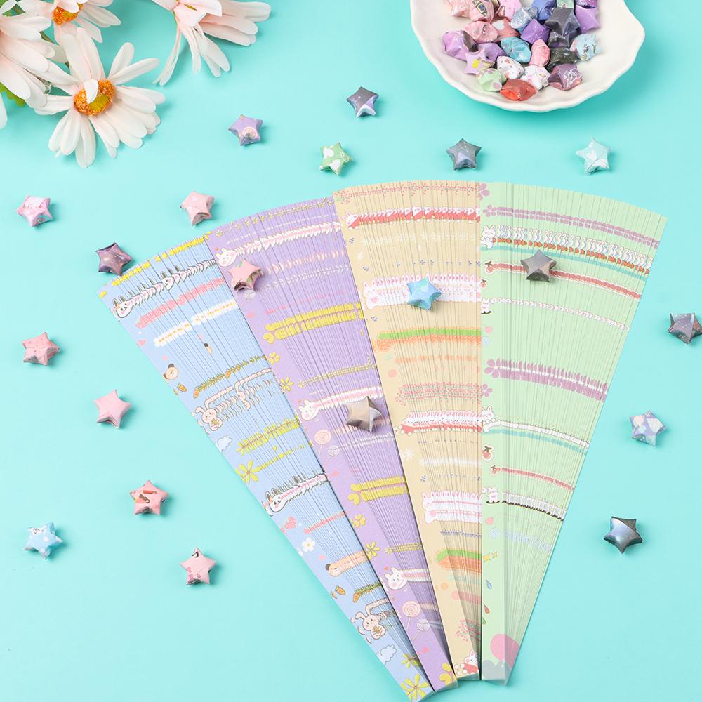 Strip Kertas Nanas Pereda Tekanan Langit Kerajinan Tangan DIY Best Wishes Printed Pattern Mix-Color Origami