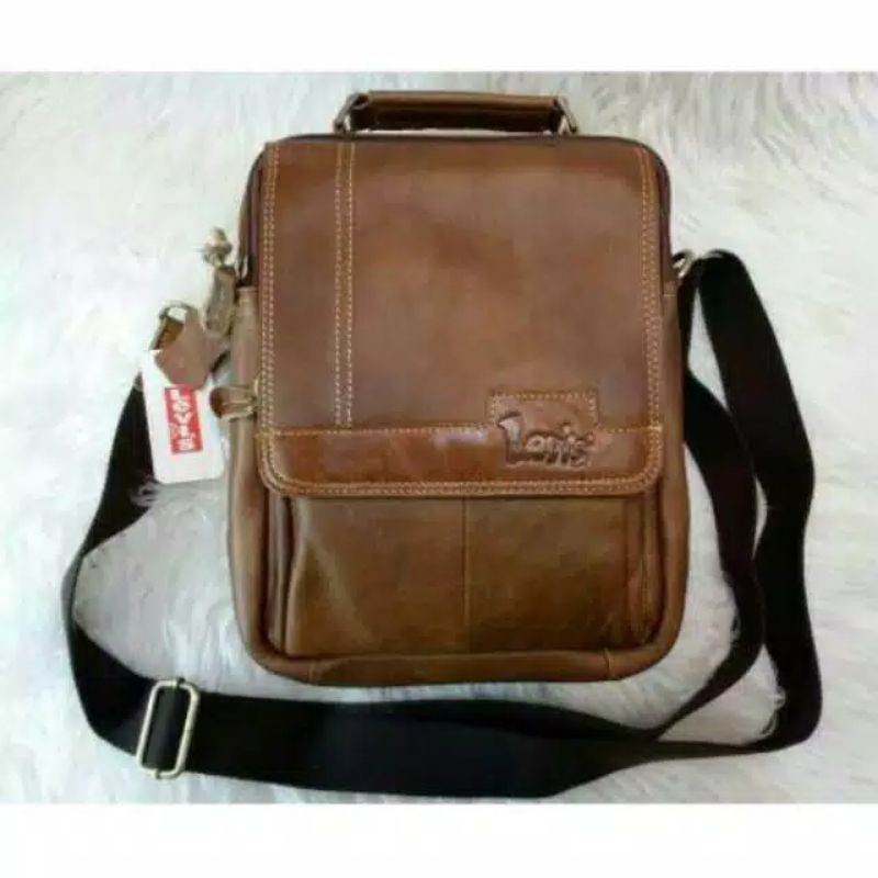 Tas Kulit Pria - Tas Selempang - Tas Branded - Tas LEVIS -Tas Asli 100% Kulit Asli