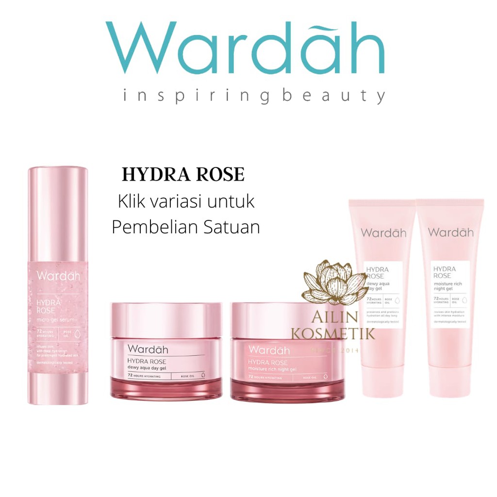 WARDAH Hydra Rose Series | Dewy Aqua Day Gel Moisture Rich Night Toner Foam Cleanser by AILIN