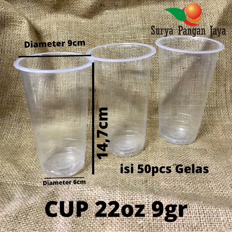 Gelas cup plastik 22oz 9gram / gelas minuman / Merak 1Roll