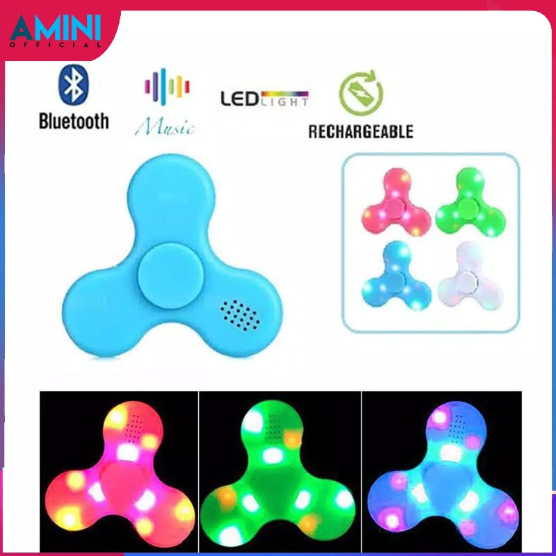 AMINI // FIDGET SPINNER LED BLUETOOTH BERSUARA / KONEKSI KE HANDPHONE