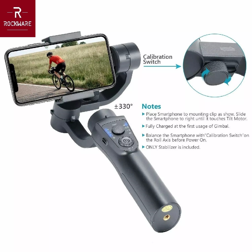 ROCKWARE RW-S5B - 3-Axis Folding Stabilizer - Gimbal Smartphone