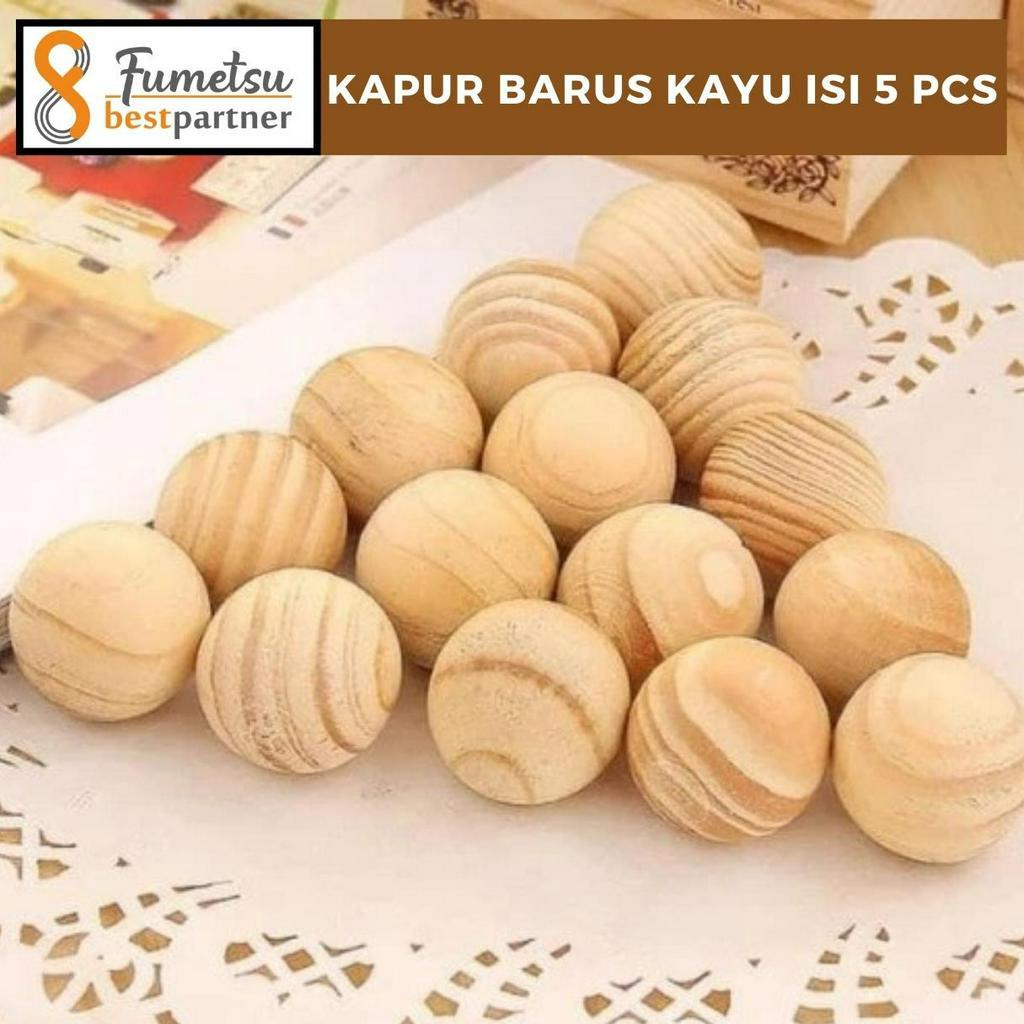 Bola Kapur Barus Kayu penghilang Anti Alami Bau / Penghilang Anti Serangga Hama Isi 5pcs