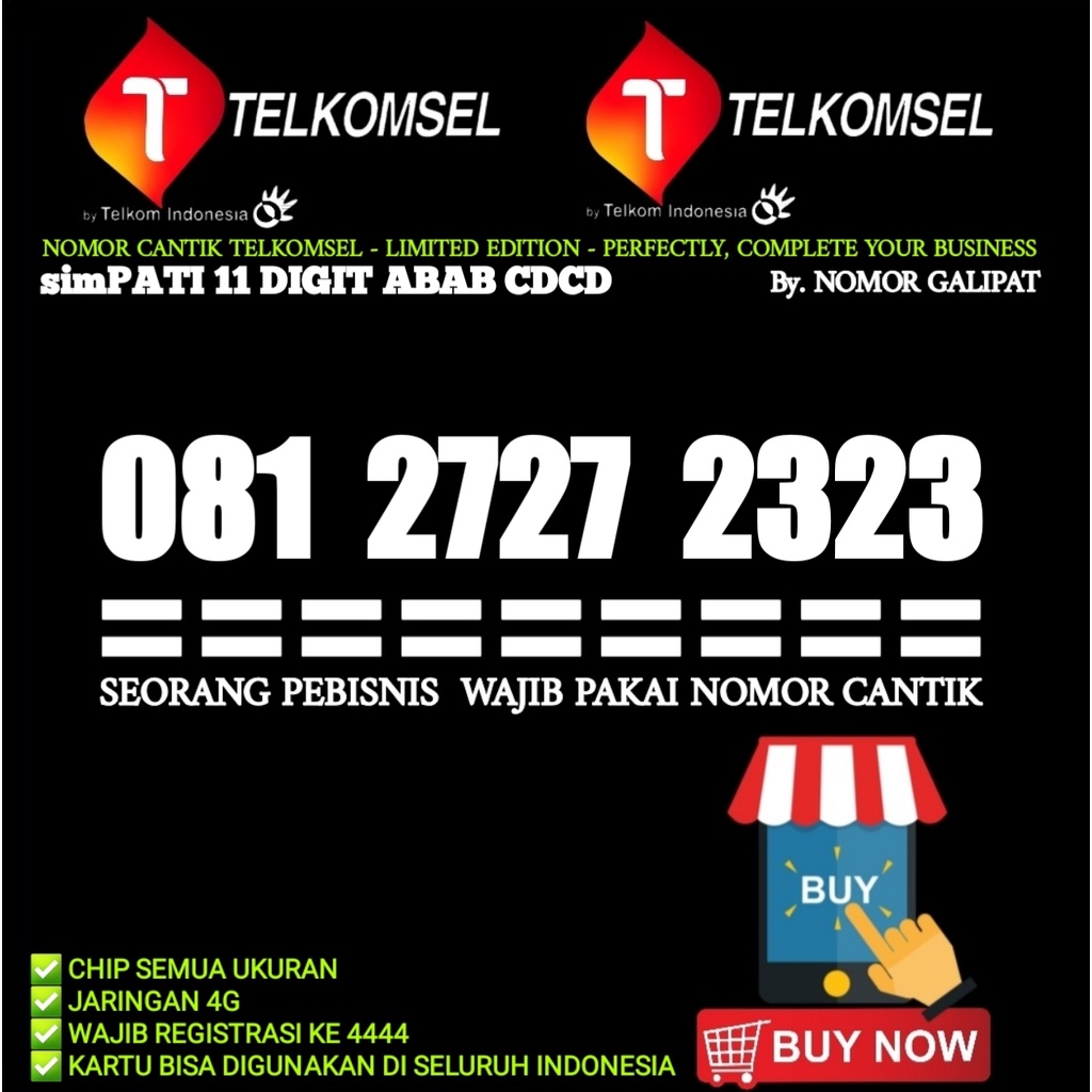 NOMOR CANTIK SIMPATI 11 DIGIT SERIES ABAB CDCD 2727 2323