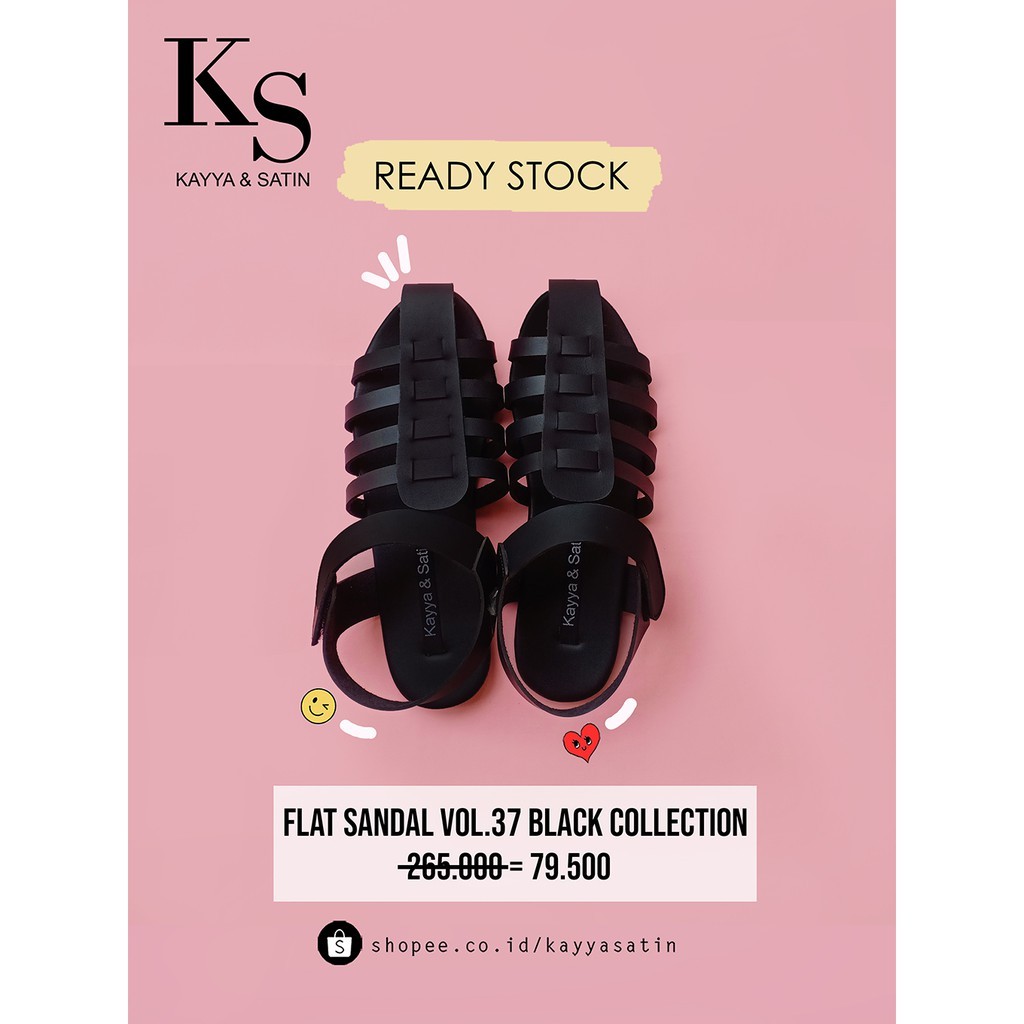 FLAT SANDAL KODE VOL 37 BLACK COLLECTION