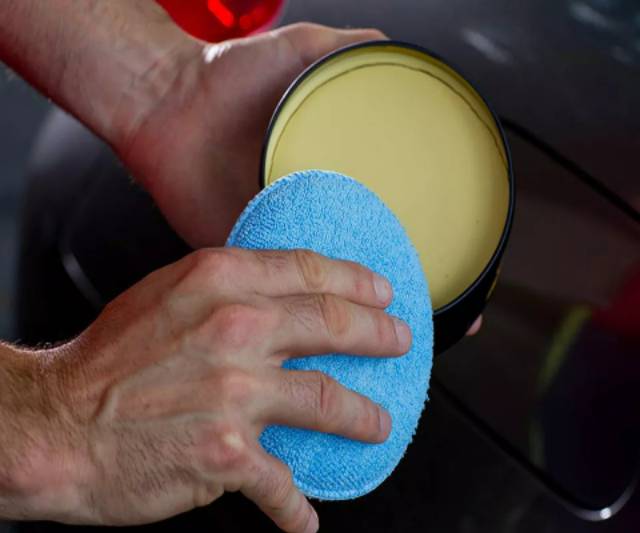 Microfiber Pad Aplikasi Poles Waxing Body Mobil Motor Warna Biru Bulat Applicator Pad Quality