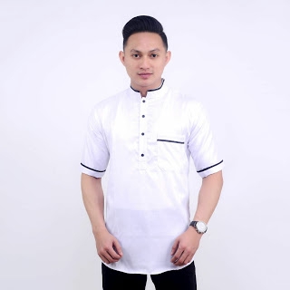Baju Koko Kurta Garis - Putih, M