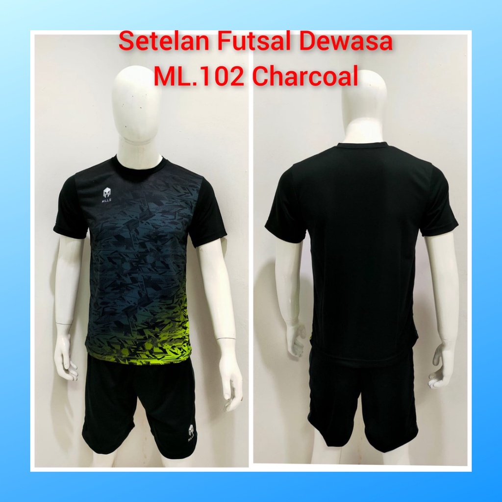 jersey futsal pria kaos sepak bola baju dan celana setelan wanita dewasa t-shirt outfit seragam jarsey kostum olahraga pakaian apparel print sport jersy soccer casual jersi suit ML102 charcoal