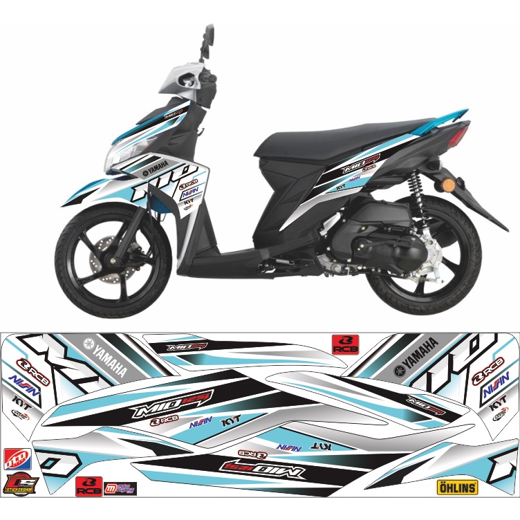 striping variasi mio m3/mio z racing warna putih biru toska